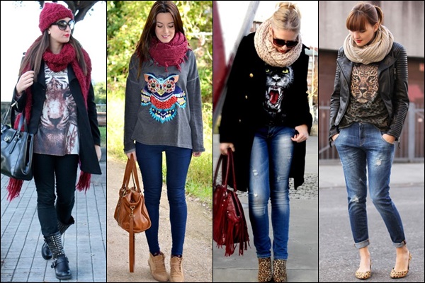 Animal Faces T-shirt matched with scarf