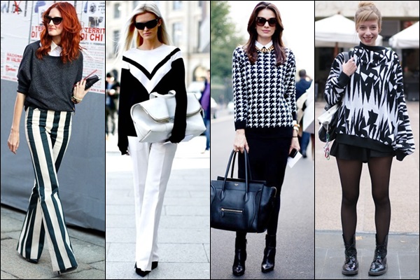 Black and White fashion by combining between prints and solids