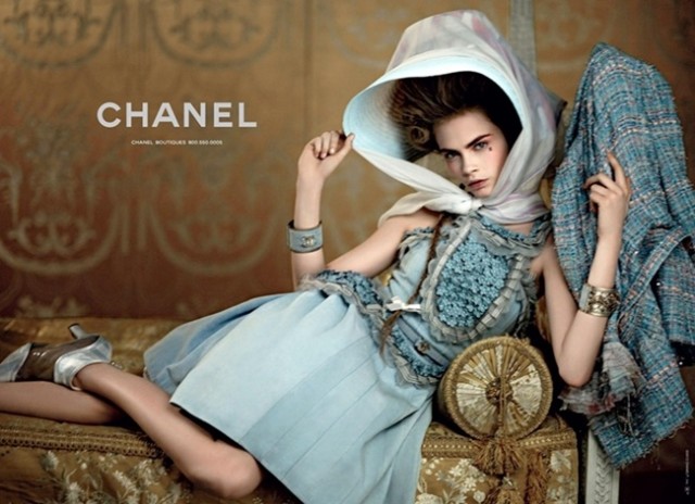 Supermodels Saskia de Brauw and Cara Delevingne are gracefully flawless posing for Chanel Resort 2013 ad campaign