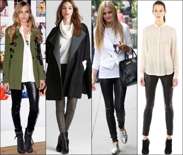 For more dramatic, classy, and elegant styles, leather leggings can be an option to choose
