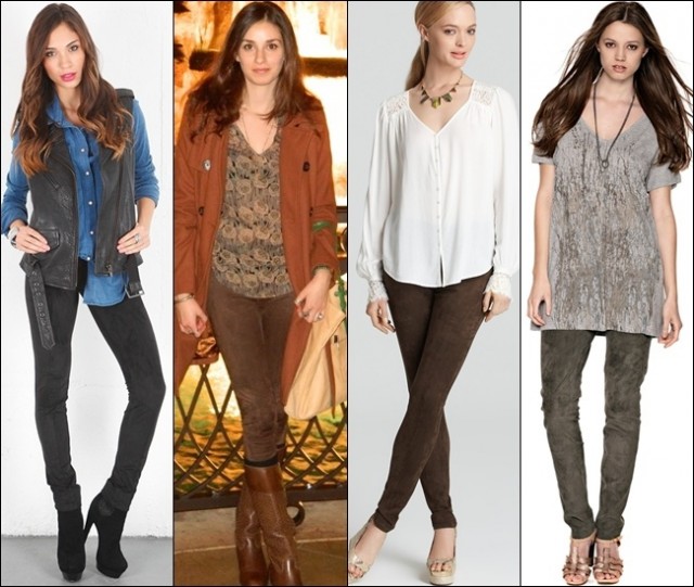 Leggings made of suede are perfect to accentuate classy, elegant looks in much softer vibe 
