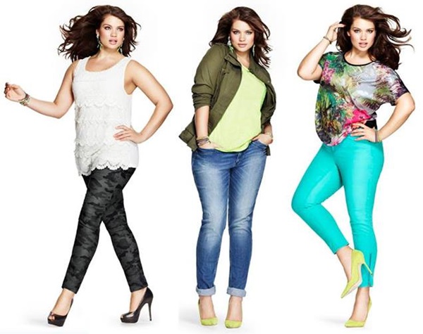 Plus size fashion look with skinny pants or cigarette pants