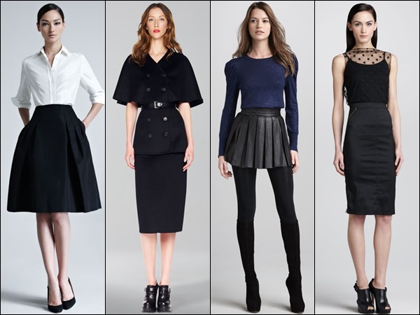 A-line skirt, pencil skirt, and mini skirt best suited for skinny women