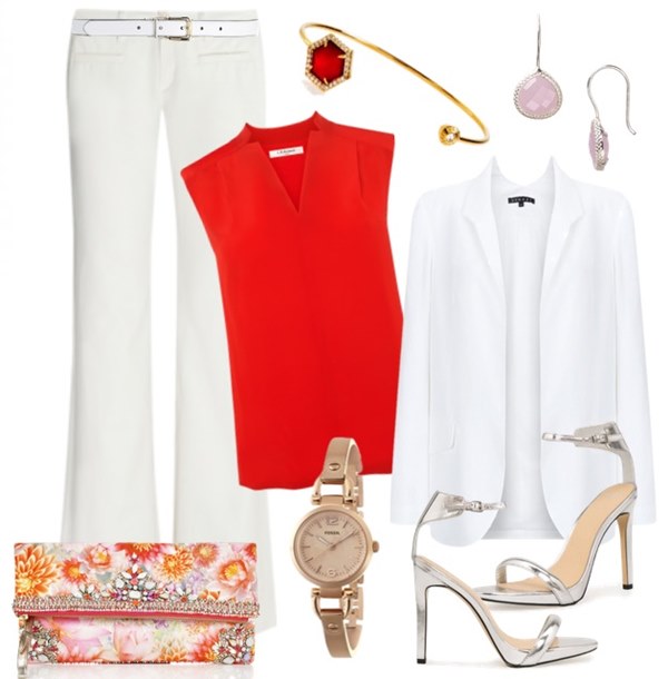 All White Splash Of Color Outfit