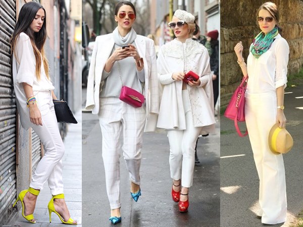 All White Fashion Look with A Little Pop of Color
