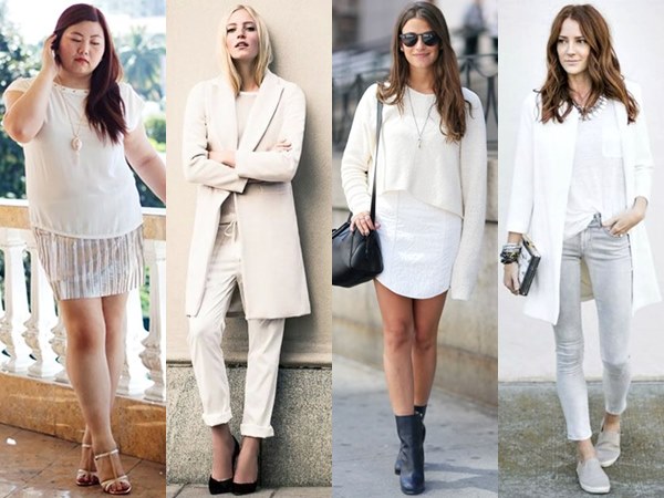 All White Fashion Look with Different Shades of White