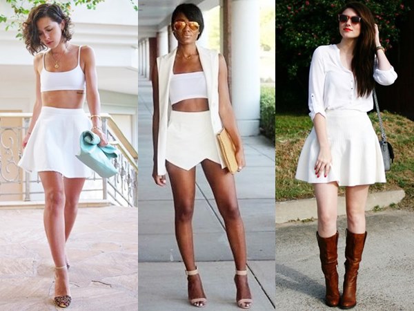 White on White Fashion with Mini Skirt