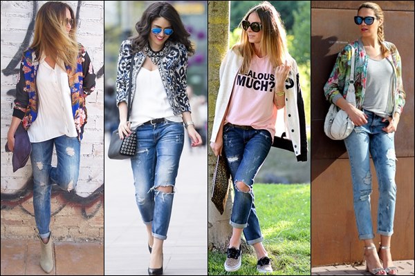 Bomber Jacket with Distressed Jeans Styles