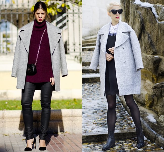 Classic women oversized coats in Neutral Greys

