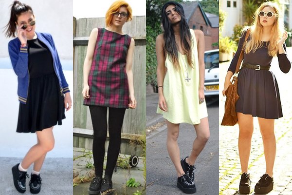 Street Style Fashion: Creeper Shoes with Mini Dress