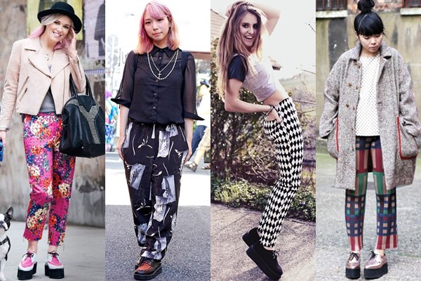 Street Style Fashion: Creeper Shoes with Printed Pants