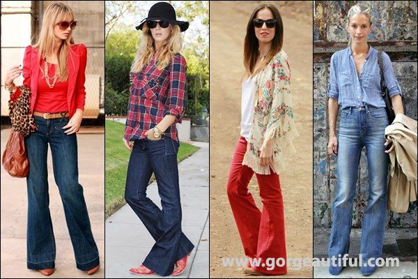 Styles of Flared Denim Pants in Different Look