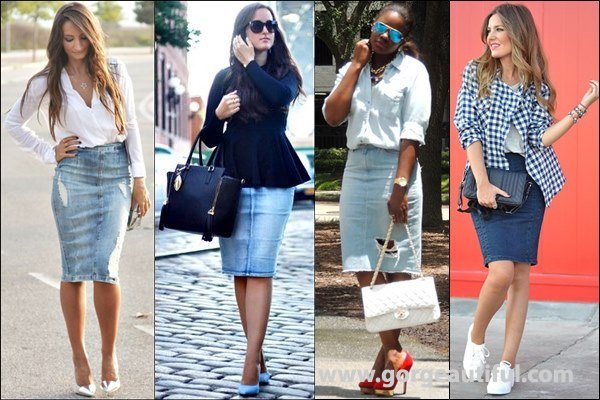 Pencil Denim Skirt Style Ideas