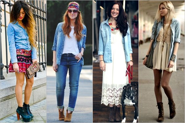 Denim Shirt Bohemian Look