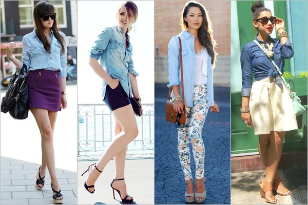 Denim Shirt Feminine Look