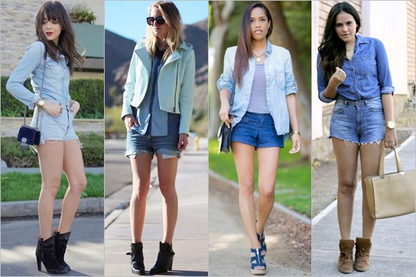 Denim Shirt with Denim Shorts