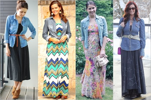 Denim Shirt with Long or Maxi Dress