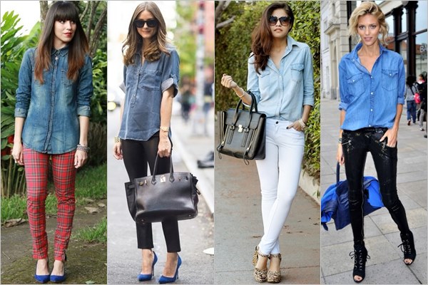 Denim Shirt with Fitted or Skinny Pants
