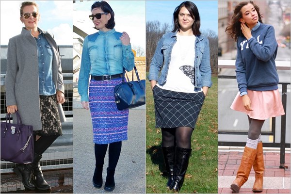 Denim Shirt and Skirt for Winter