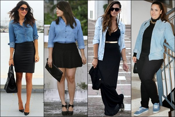 Denim Shirts with Black Outfit