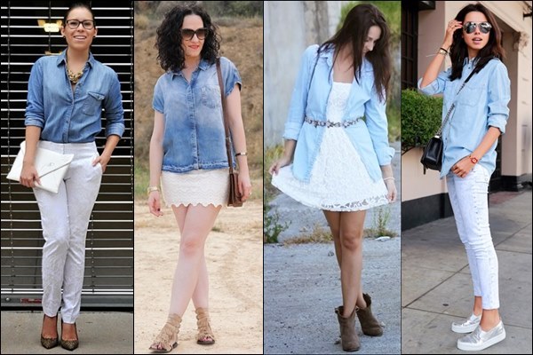 Denim Shirts with White Outfit