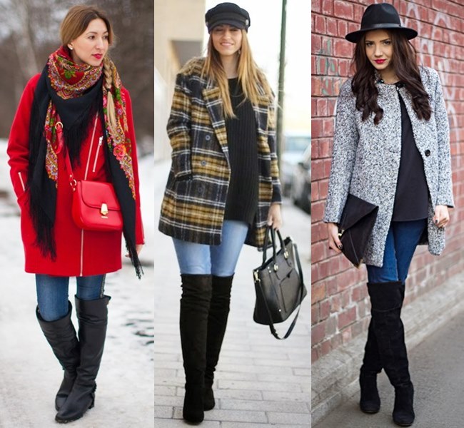 Fall Winter Fashion Boots Outfit Ideas with Skinny Jeans
