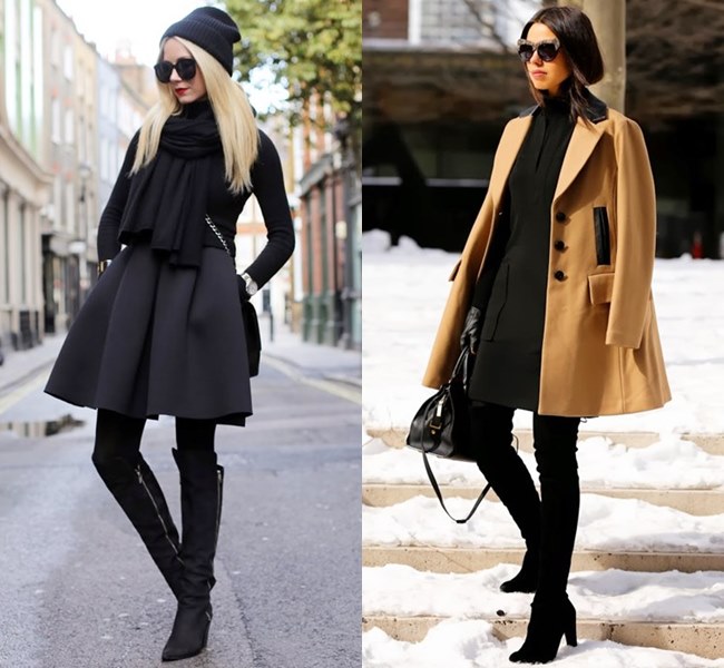Fall Winter Business Casual Office Attire with Knee Boots
