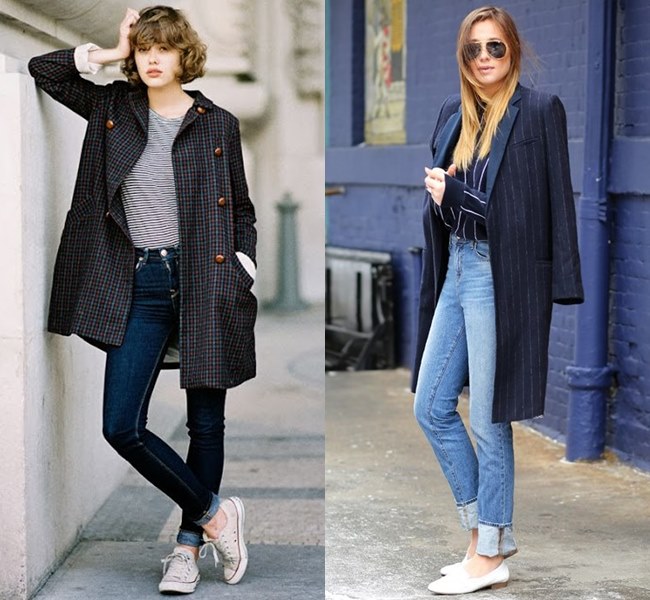 Oversized Coat with High-waisted Jeans