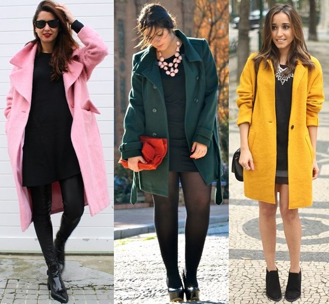 Oversized Coat with Little Black Dress