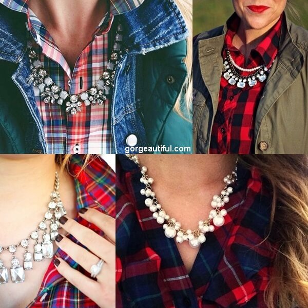 Dress Up Your Flannel Shirt with Statement Necklace