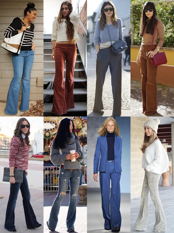 bell bottoms outfit with Sweatshirt or Knitted Shirt