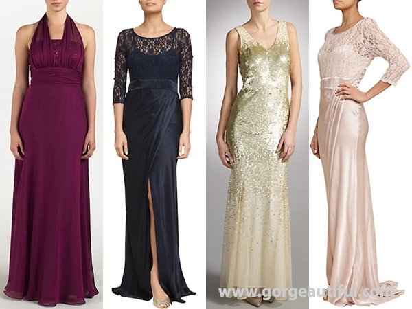 Shines and shimmers of sequined or satin dresses are also the best bet for a formal wedding reception