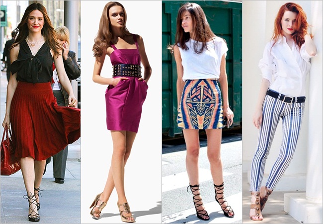 ankle-high sandals and a flow-y chic dress or skirt