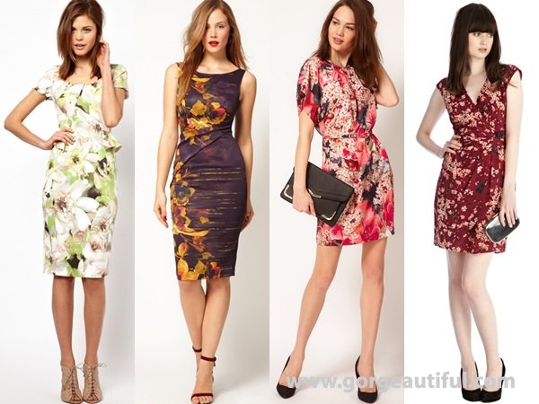 Moody floral prints wedding guest dresses