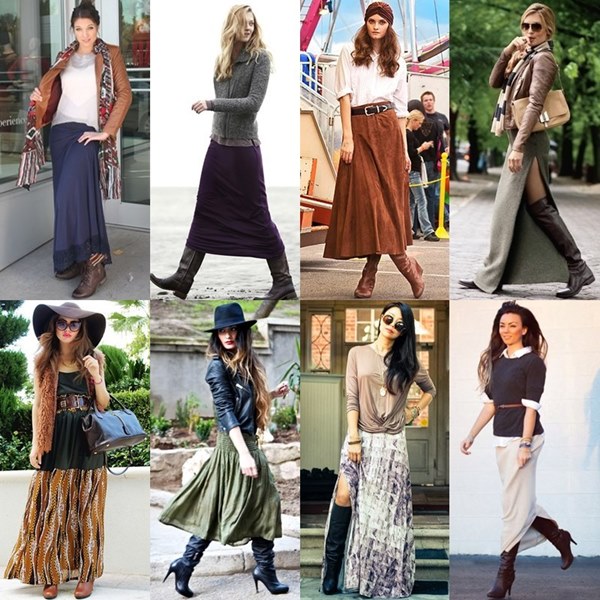 Knee High Boots with Long (Maxi) Skirt