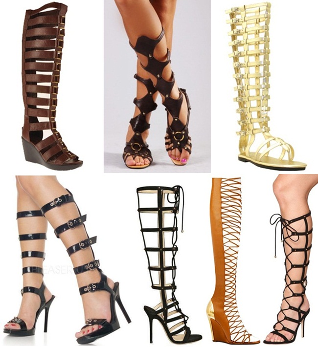 Knee-high and mid-calf gladiator shoes for women