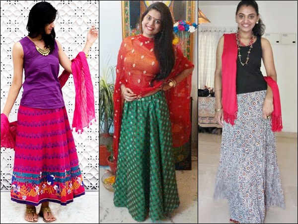 Simple Look with Long Skirt for Diwali