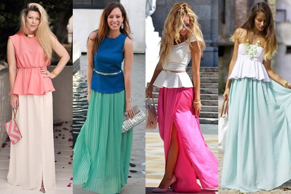 Maxi Skirt with Peplum Top Outfit Ideas
