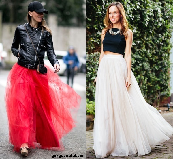 Toughen Up Your Maxi Tulle with Black and Leather Pieces