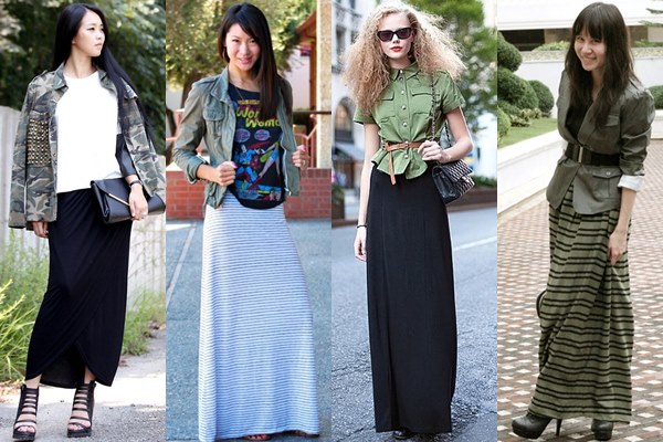 Maxi Skirt Military-inspired Style 2013 Street Fashion