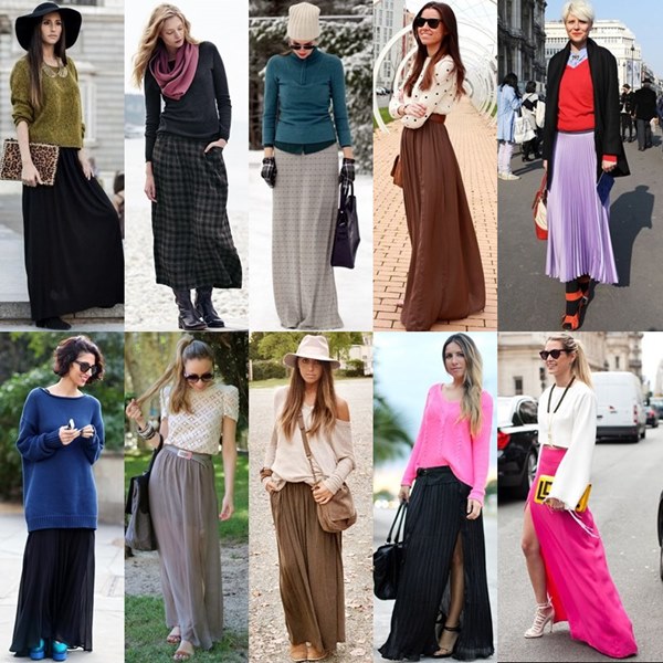 Maxi Skirt and Knits Fall Winter 2013 Street Fashion