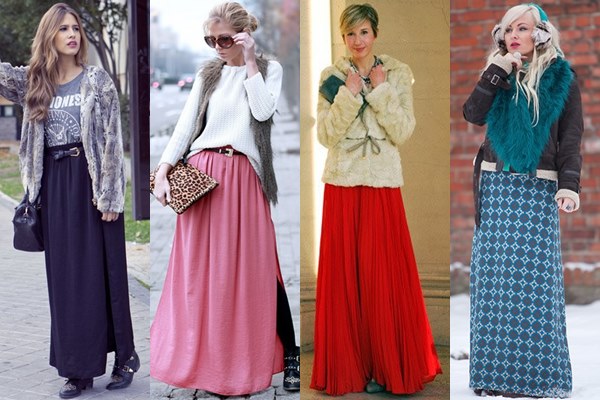 Maxi Skirt and Fur Elements Fall Winter 2013 Street Fashion