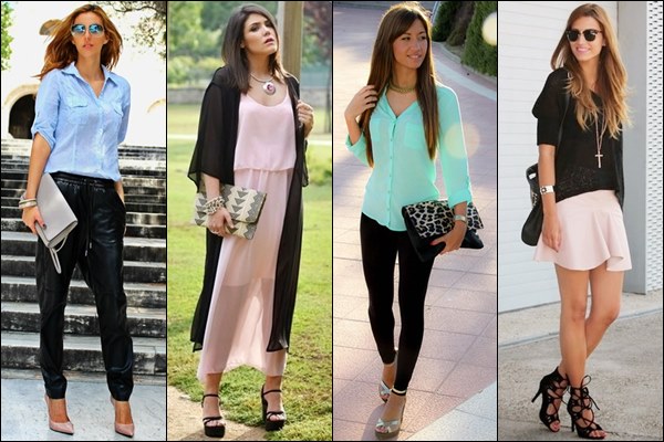 Pastel with Black Fashion Look