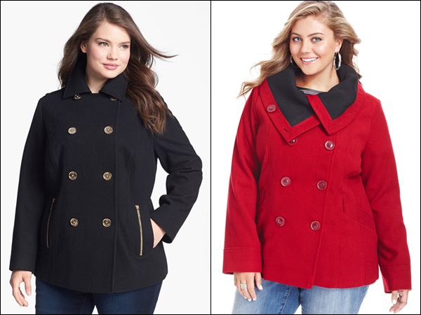 Classic Pea Coat for Plus Size Women