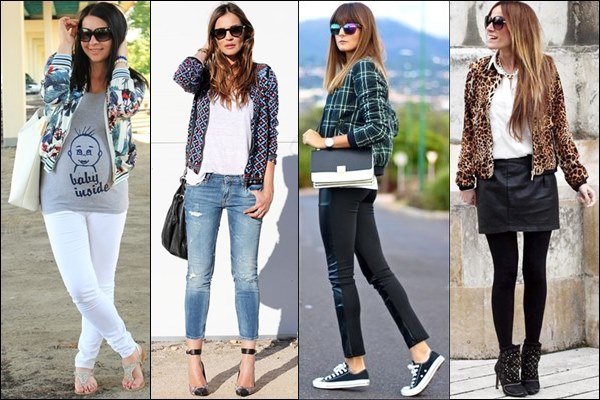 Printed Bomber Jacket Fashion Look