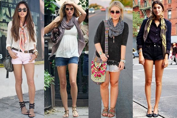 Wearing A Scarf for Summer Fashions with Shorts
