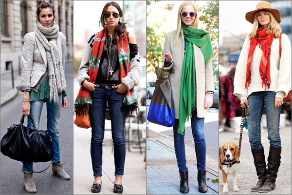 Casual Skinny Jeans Fashion Looks with A Scarf