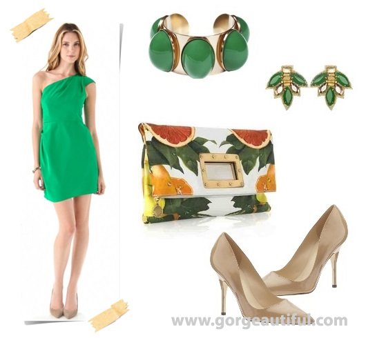 Spring Summer Green Wedding Guest Dress Idea