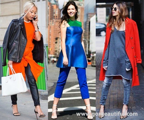 Dress Over Pants Fashion Trend with Bright Color or Pop of Color