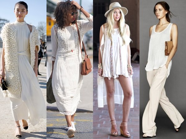 style ideas with white on white attires from spring to winter